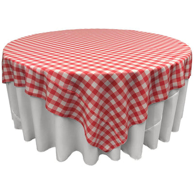 White Coral Checkered Square Overlay Tablecloth Polyester 60