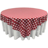 Red White Checkered Square Overlay Tablecloth Polyester 60" x 60"