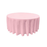 Light Pink 100% Polyester Round Tablecloth 108"