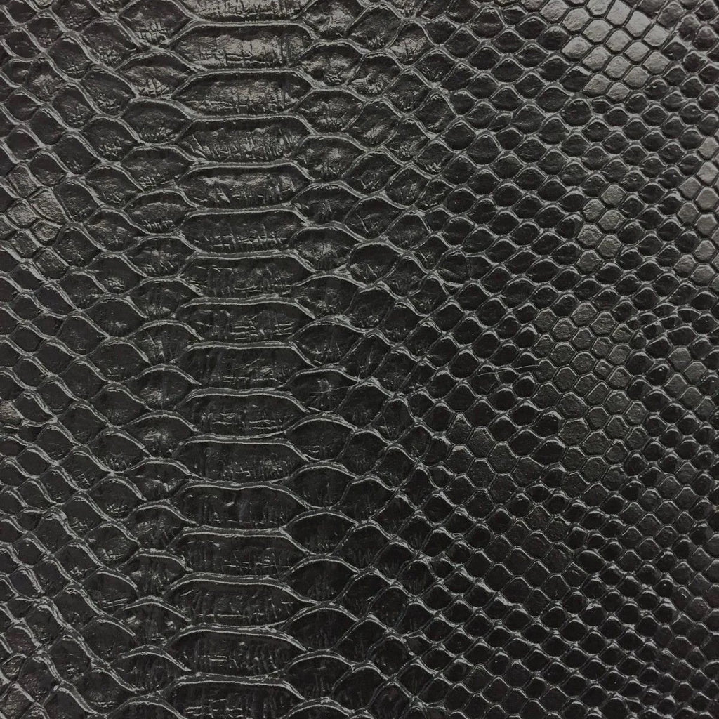 Black Faux Viper Sopythana Snake Skin Vinyl Fabric | iFabric