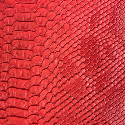 Red Faux Viper Sopythana Snake Skin Vinyl Fabric