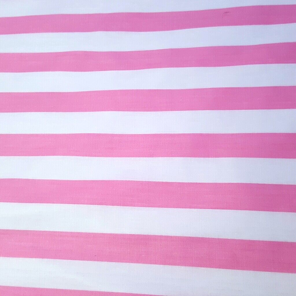 1" One Inch Pink and White Stripes Poly Cotton Fabric