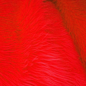 Fire Red Faux Fake Fur Long Pile Shaggy Fabric