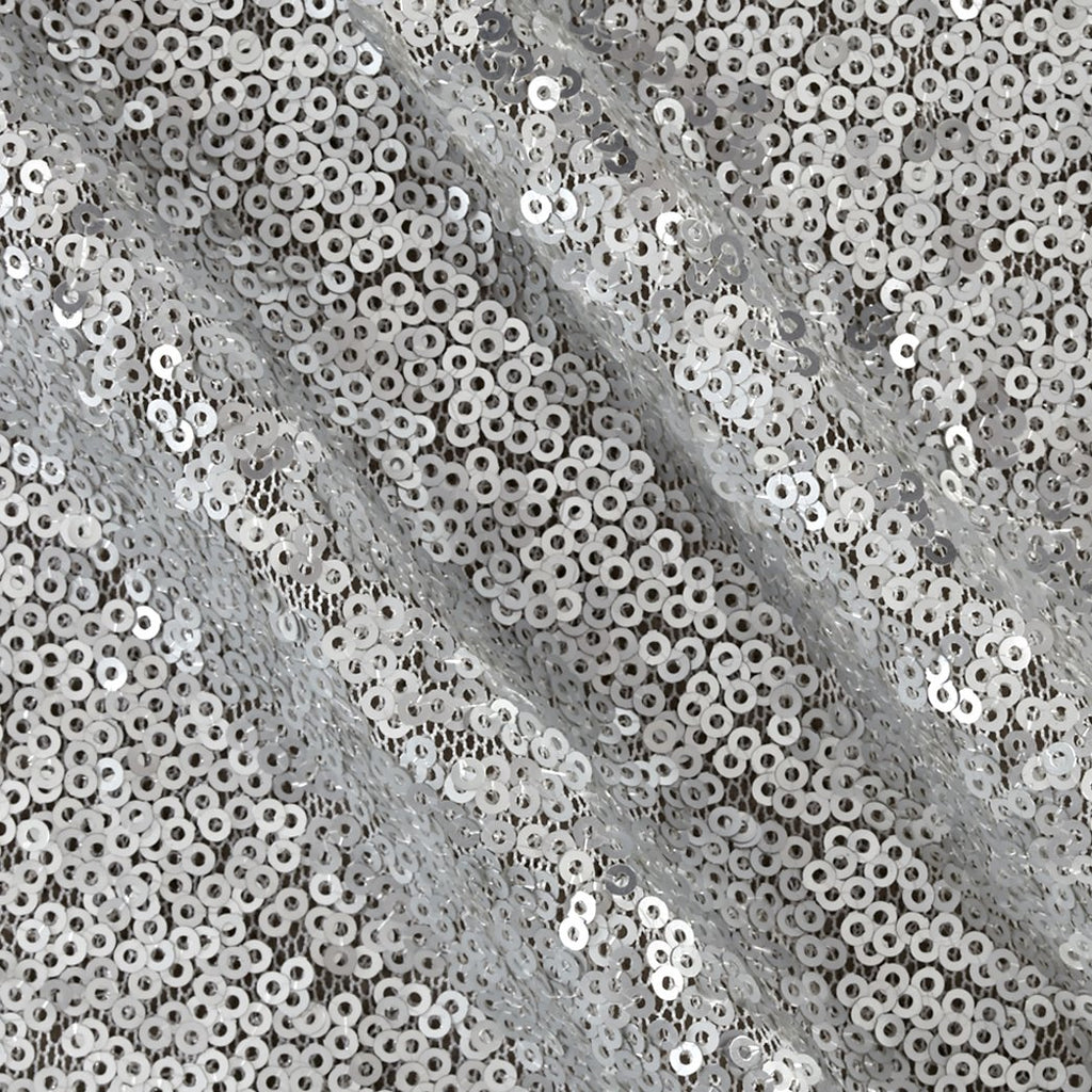 Silver Mini Glitz Sequin Mesh Fabric