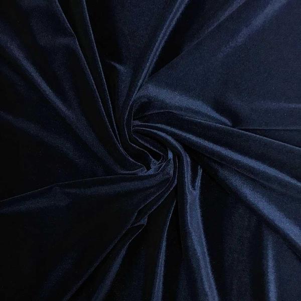 Navy Blue Velvet Stretch Fabric