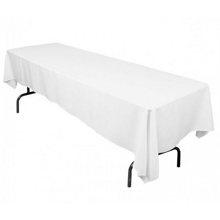 White 100% Polyester Rectangular Tablecloth 60 x 108"
