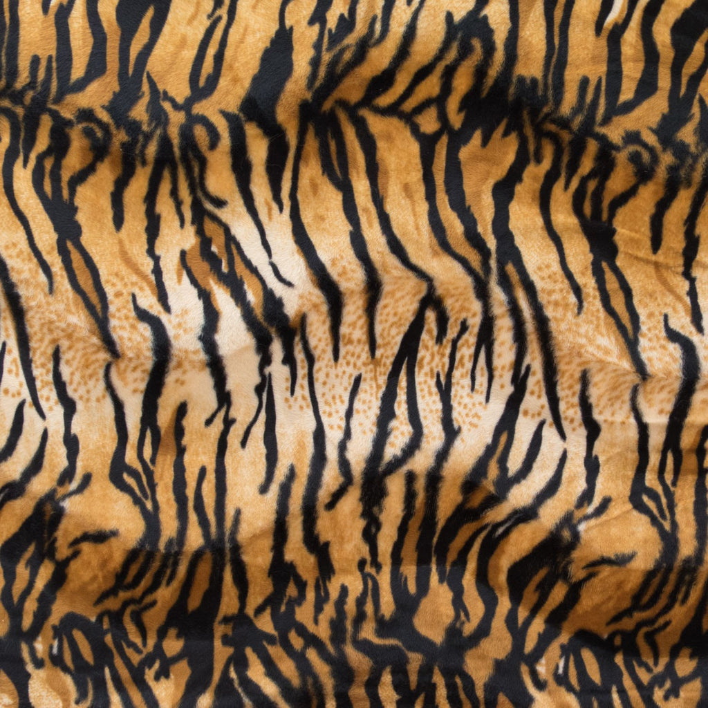 Gold Velboa Fur Tiger Animal Short Pile Fabric
