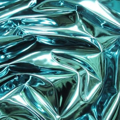 Turquoise Mirror Reflective Vinyl Fabric / By The Roll