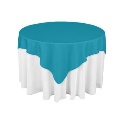 Turquoise Square Polyester Overlay Tablecloth 85