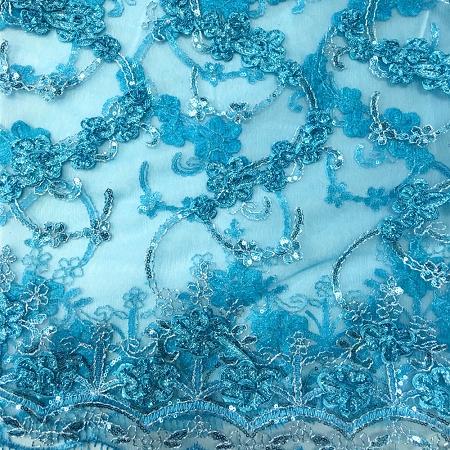 TURQUOISE Emperor's Lace Fabric