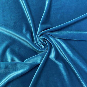 Turquoise Stretch Velvet Fabric / 60 Yards Roll
