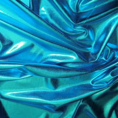 Turquoise Spandex Lame Foil Stretch Metallic Fabric