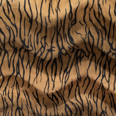 Brown Velboa Faux Fur Tiger Animal Short Pile Fabric