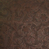 Brown Western Floral Pu Leather Vinyl Fabric / 50 Yards Roll