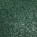 Teal Western Floral Pu Leather Vinyl Fabric