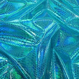 Turquoise Nuevo Viper Cobra Snake Holographic Embossed Iridescent Vinyl Fabric