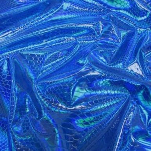 Royal Blue Nuevo Viper Cobra Snake Holographic Embossed Iridescent Vinyl Fabric