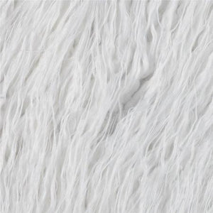 White Faux Fake Mongolian Animal Fur Fabric Long Pile