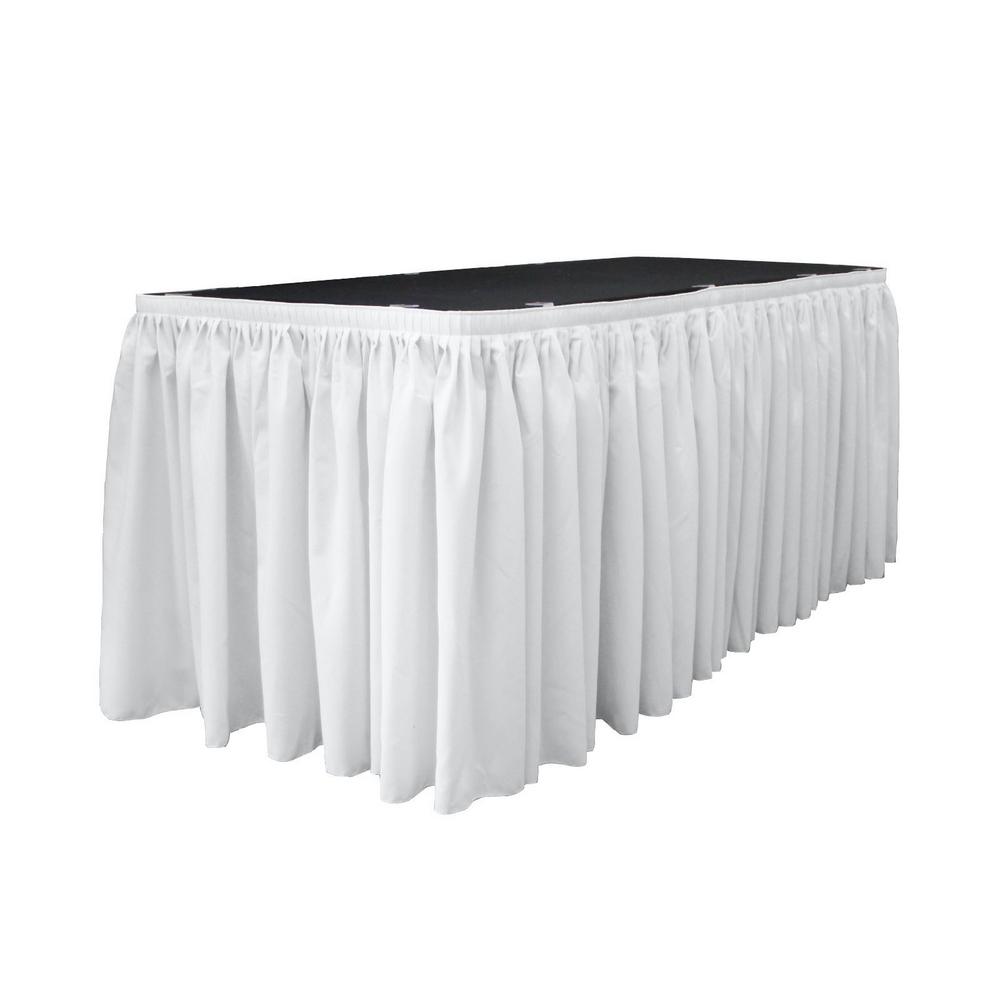 14 Ft. x 29 in. White Accordion Pleat Polyester Table Skirt