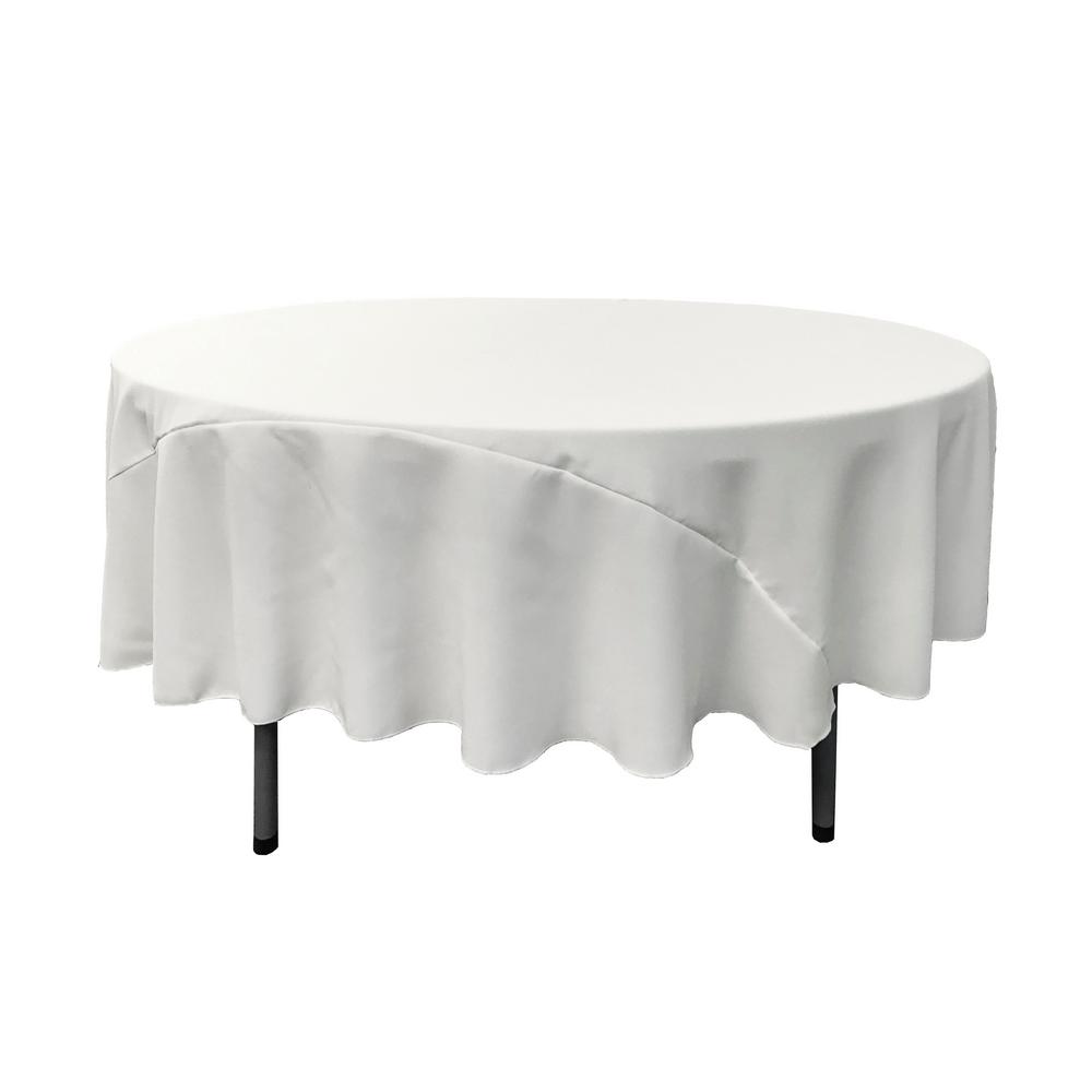 90" White Polyester Round Tablecloth
