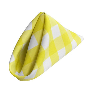 (12 / Pack) White Light Yellow 18" Checkered Polyester Napkin