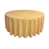 Dark Yellow Polyester Checkered Round 120"