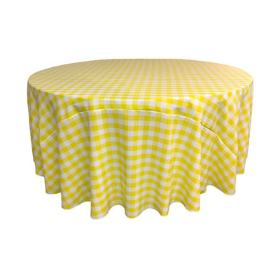 Light Yellow Polyester Checkered Round 120