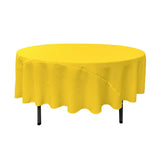 90" Light Yellow Polyester Round Tablecloth